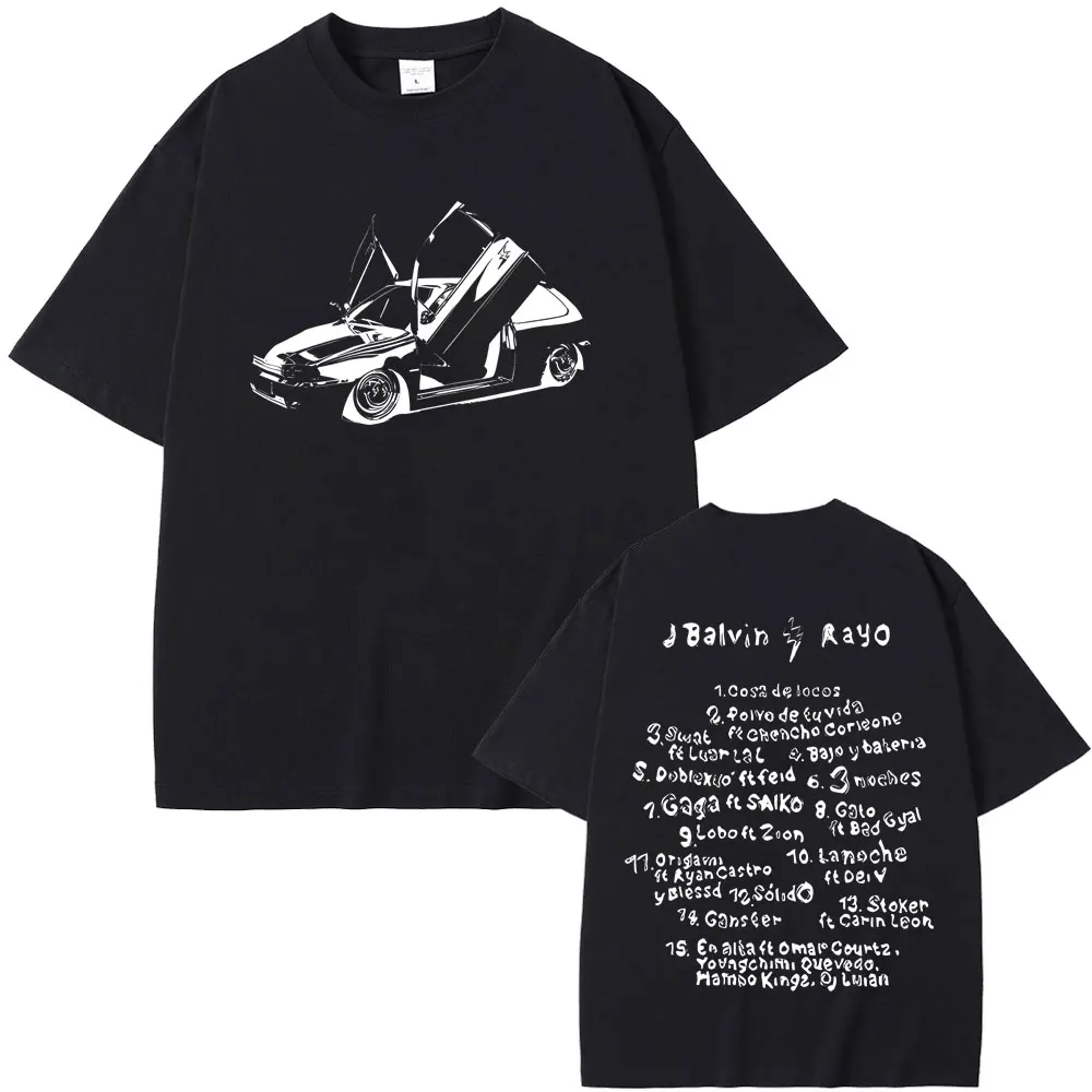 Limited Singer J Balvin Rayo Album Graphics T-Shirt Men Women Hip Hop Fashion T-shirts Men's Oversized Tshirt Vintage Streetwear