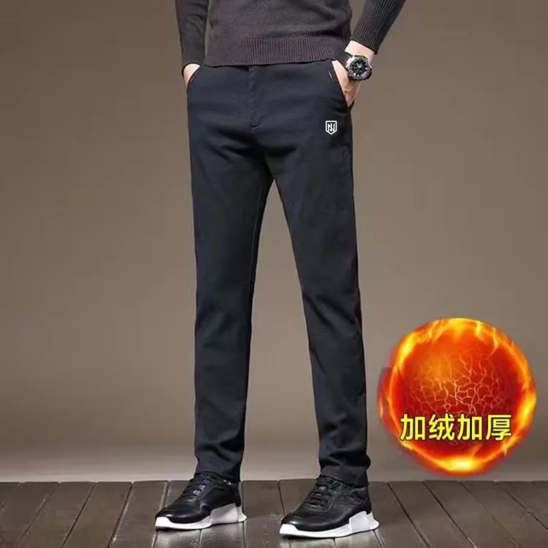 

Winter Golf Pant Fur Warm Men's Golf Trousers Elasticity Long Pants Korean Fashion Business Casual Men Wear-resistant Thick Pant
