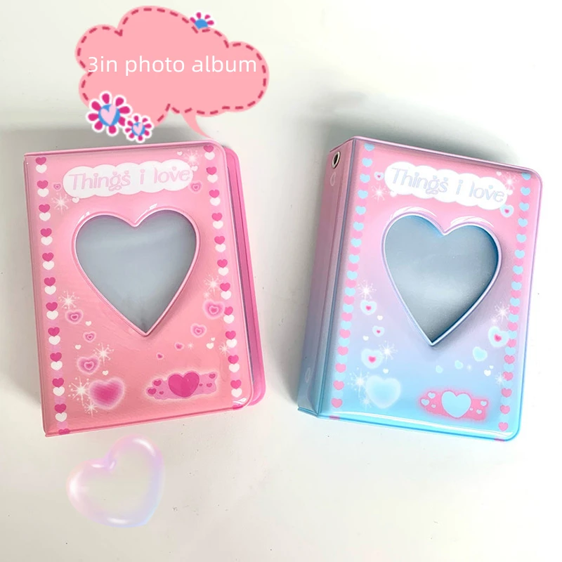 

3 Inch Cute Heart Hollow Photo Album Card Holder Cartoon Bear Photocard Holder Kpop Idol Cards Collect Book School Stationery