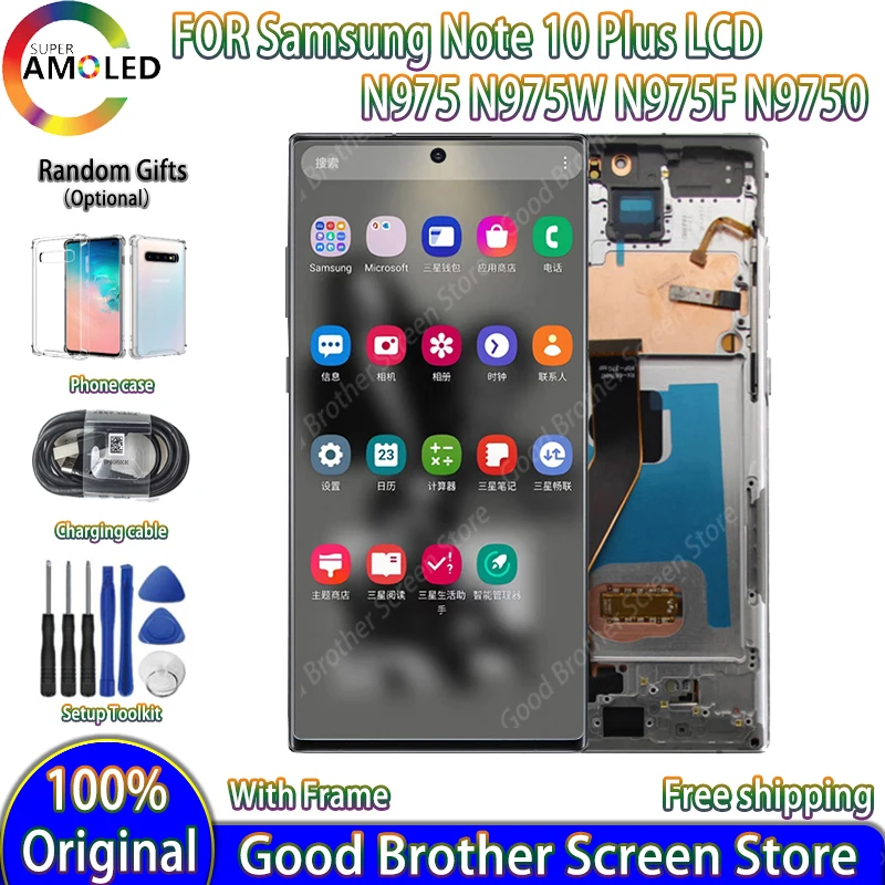 

Original Screen For Samsung Galaxy Note 10 Plus 5G Display With Frame 6.8" Note10+ SM-N975F N975N N975U LCD Display Touch Screen