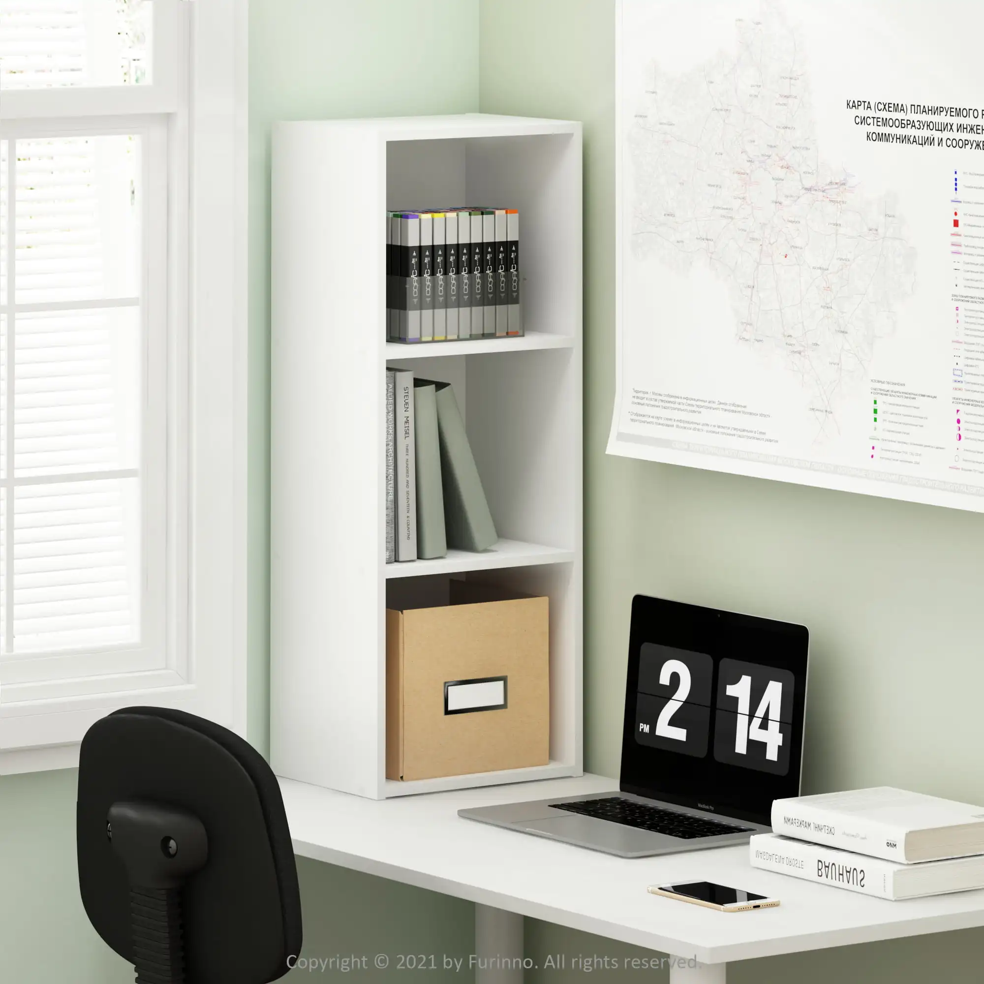 

Pasir 3-Tier No Tool Assembly Open Shelf Bookcase, White