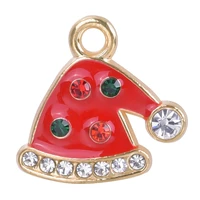 15pcslot unique colorful christmas hat rhinestones enamel charms pendant for necklace bracelet jewelry making diy accessories