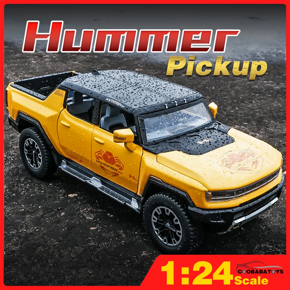 

Масштаб 1/24, пикап Hummer, металлический литый металлический сплав, игрушки, модели автомобилей для мальчиков, дети, дети, новые энергетические ...