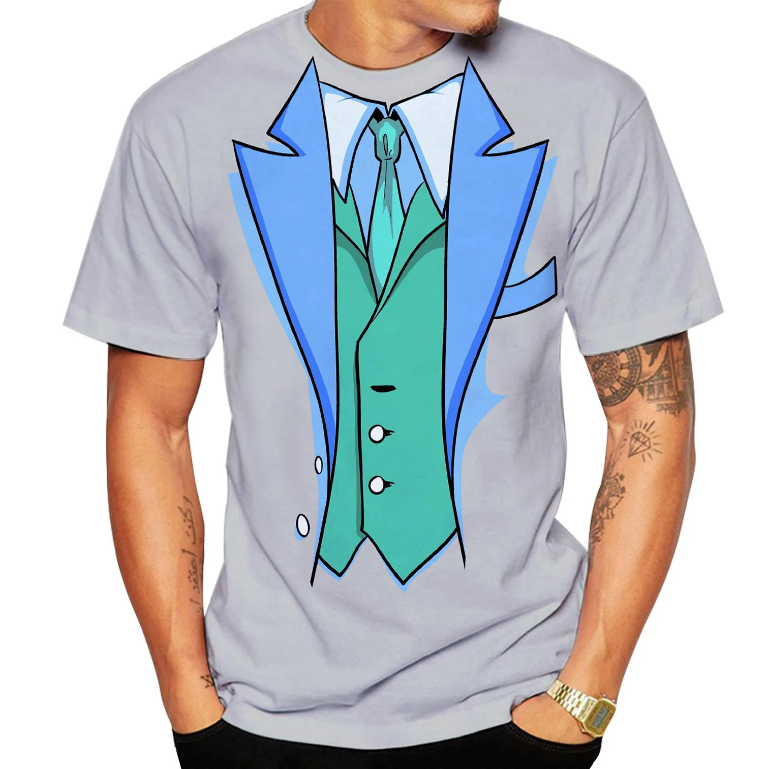 

Summer Fashion Fake Suit 3D T-shirt Digital Printed Men's Tops Tees Male Funny Cosplay Kids T Shirt Fake Suit Men Women Tshirt