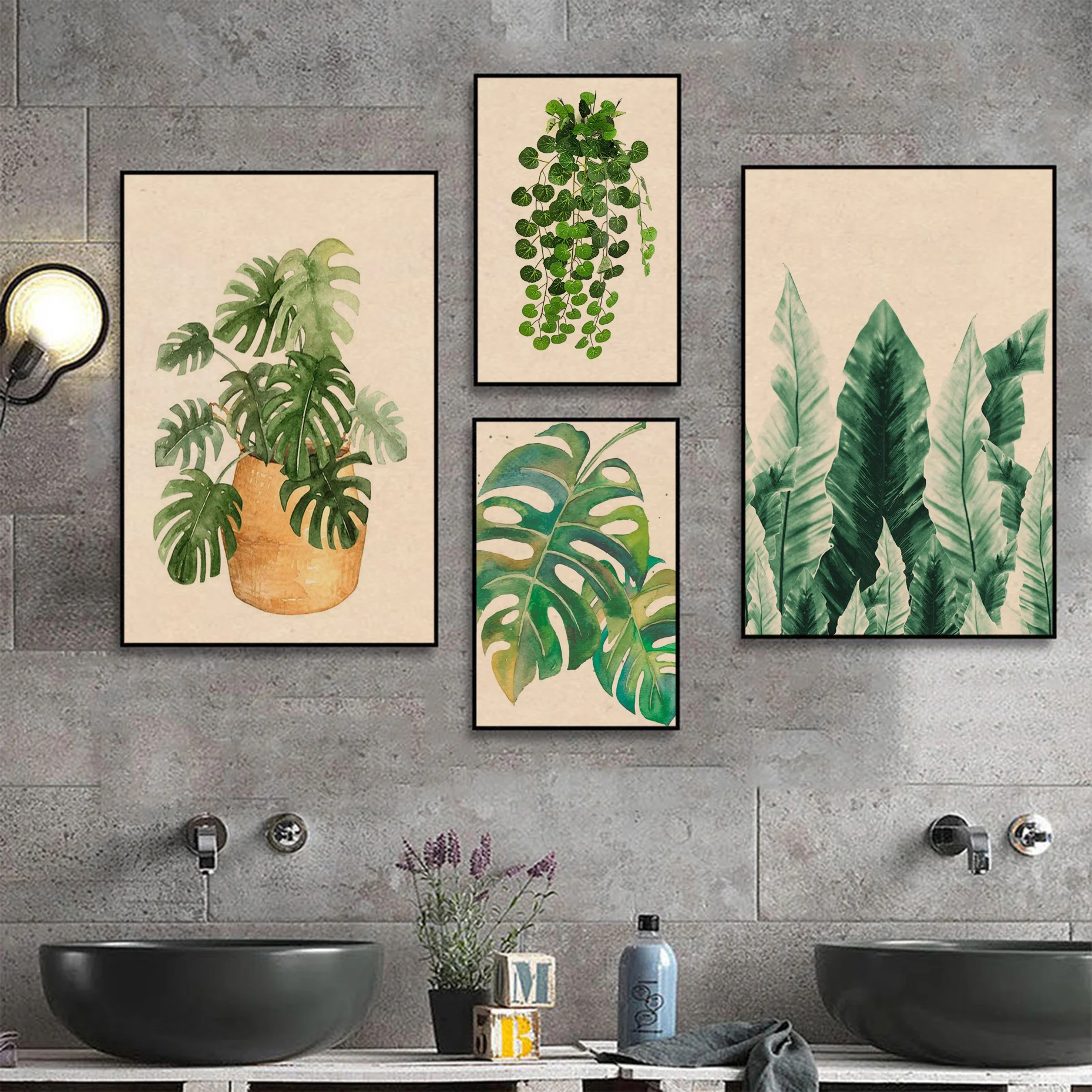 

Tropical Plant Classic Anime Poster Retro Kraft Paper Sticker DIY Room Bar Cafe Posters Wall Stickers