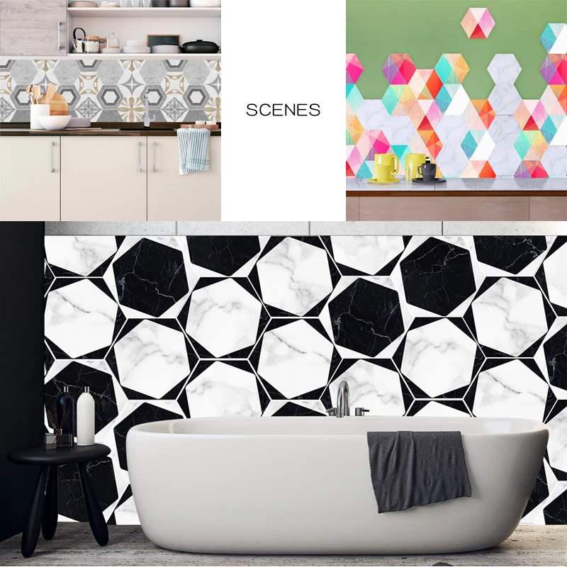 10 шт. наклейки на плитку антискользящие шестигранные |