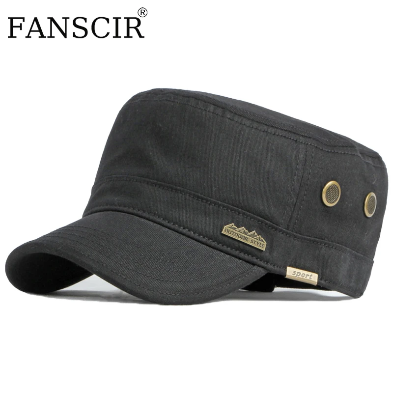 

Casual Military Hats For Men Women Spring Summer Flat Top Military Army Cap Fashion Solid Vintage Style Baseball Hat Adjustable