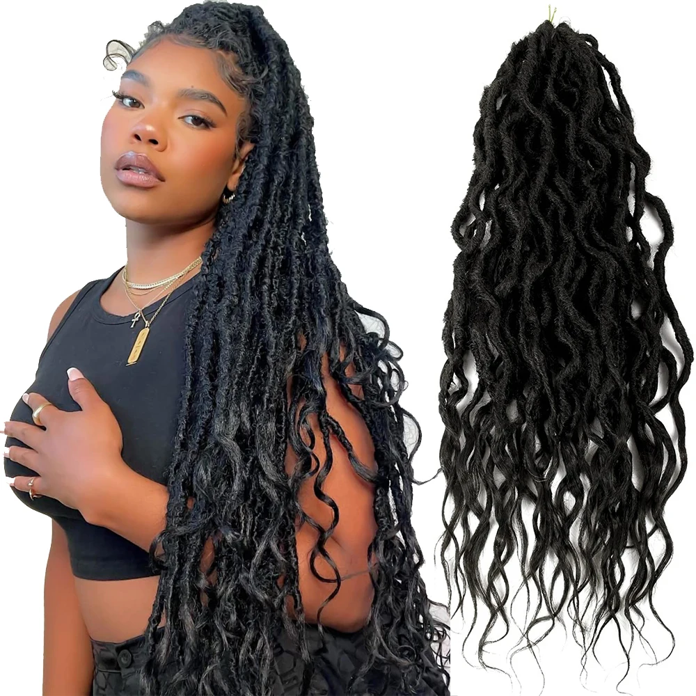 

Dansama Distressed New Faux Locs with Curly Ends Goddess Locs Crochet Hair Long Soft Butterfly Loc Pre-looped Deep Wavy End