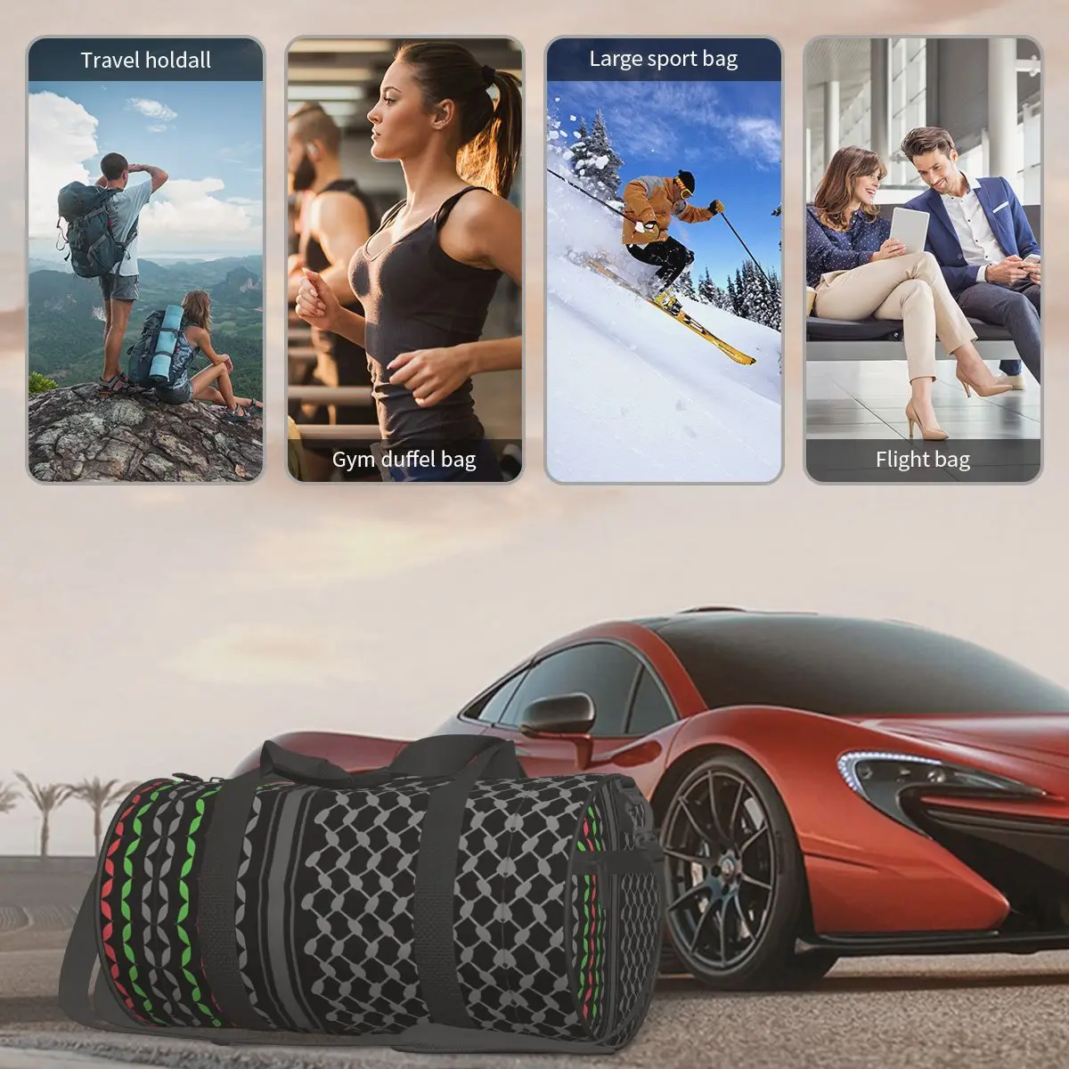 Спортивная сумка разноцветная спортивная большая вместительная черная Keffiyeh для