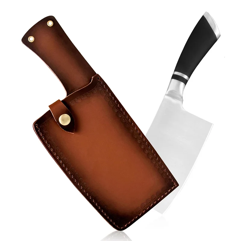 

Kitchen Chef Cleaver Chopping Knife Sheath Leather Slicing Blade Guards Protect Case Cover Camping Hunting Travel Scabbard Tools