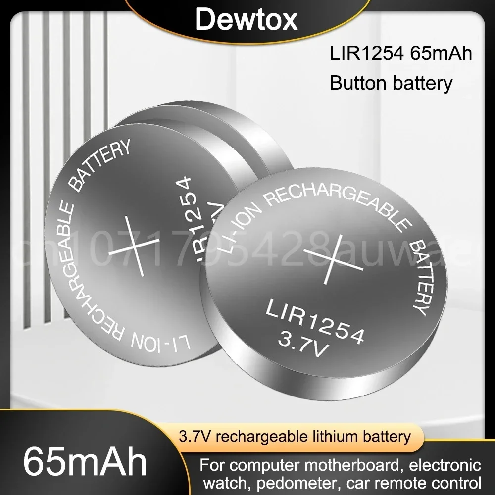 10-100PCS LIR1254 65mAh High Capacity Rechargeable Lithium Battery 3.7V for Bluetooth Earphone Bracelet