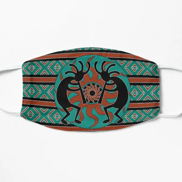 

Teal Black And Brown Kokopelli Southwest Printing Face Mask Fashion Beauty Windproof Washable Accessories Anti Dust Cute Mouth