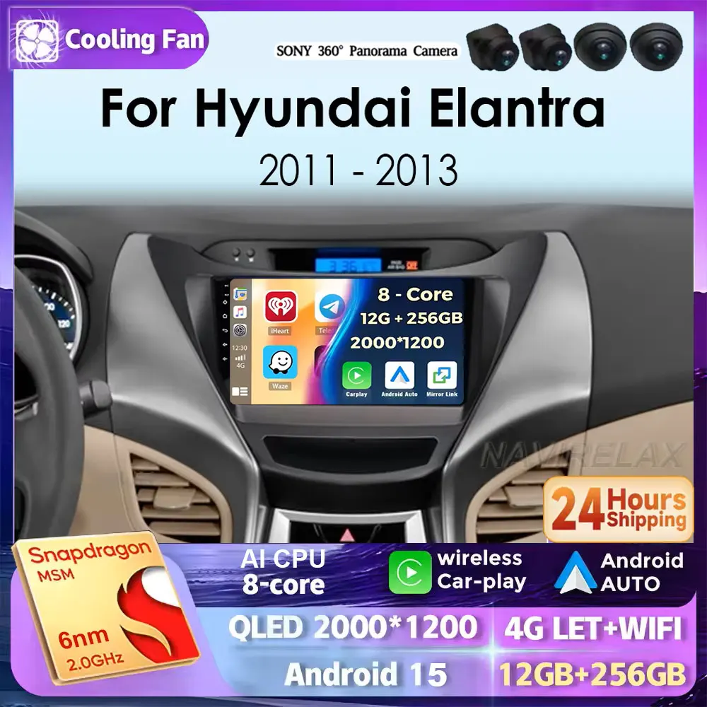 Фото Android 15 для Hyundai Elantra Avante MD I35 2011 2012 2013 CarPlay Android Auto Radio Qualcomm Автомобильная мультимедийная GPS-навигация №1