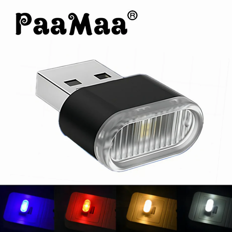 

PaaMaa Mini USB Light LED USB Night Light Modeling Car Ambient Light Neon Interior Light Car Jewelry (5 Kinds of Light Colors)