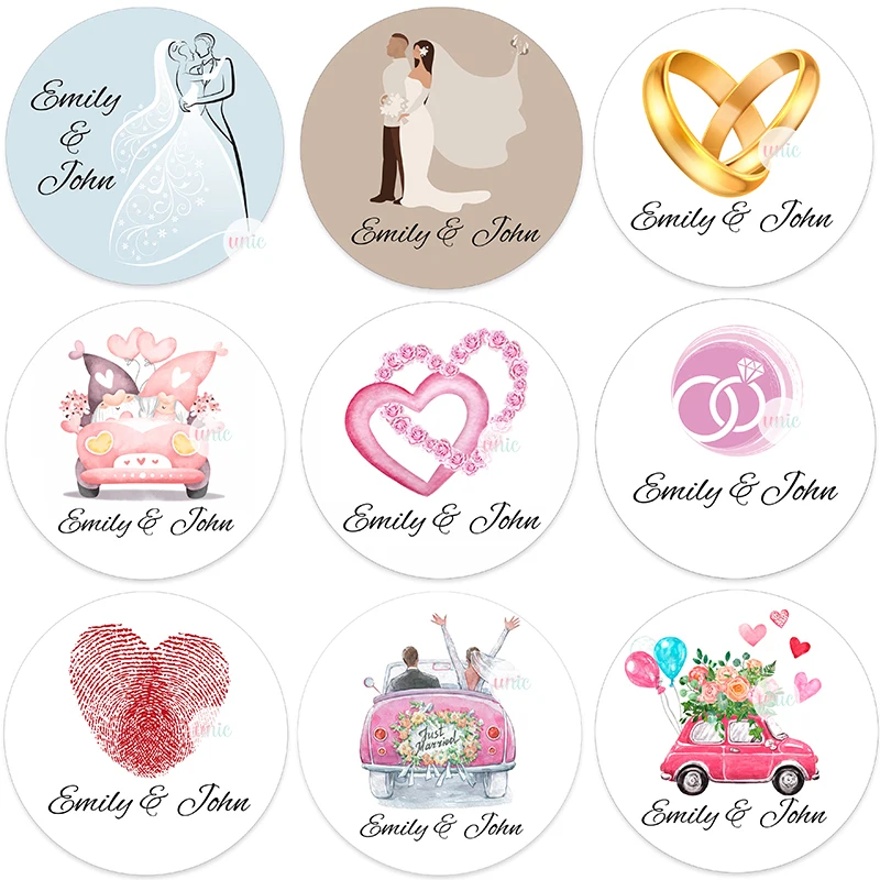 

Customized Wedding Stickers Labels Custom Any Text Personalized Marriage Valentine's Day Anniversary Engagement Hen Party