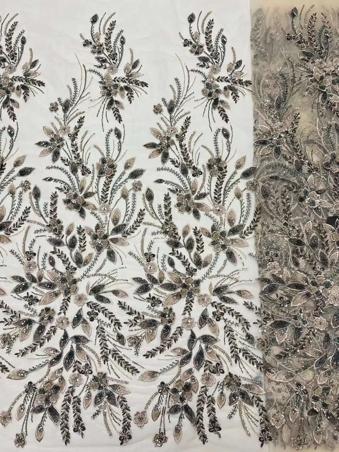 2024 африканская французская 3D кружевная ткань ручной работы из бисера вышивка