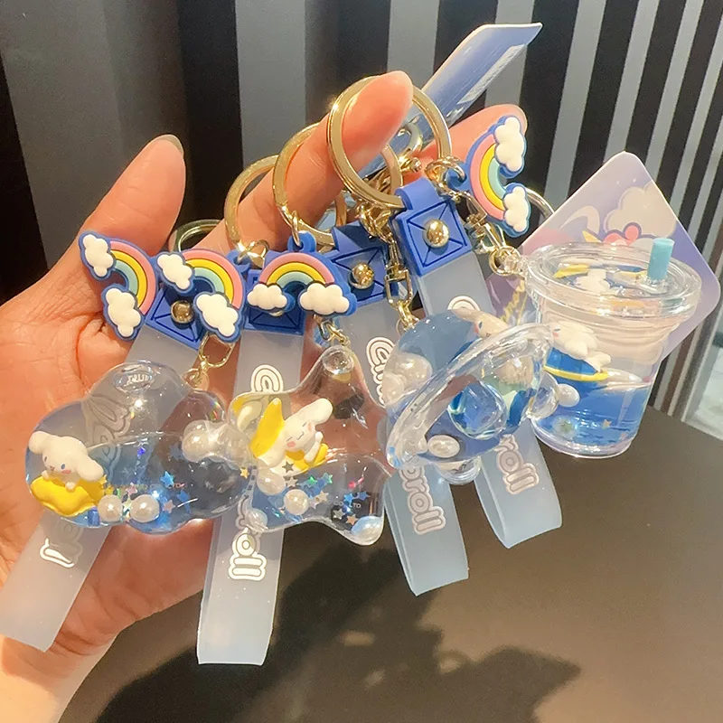

Genuine Sanrio Cosmic Walk Cinnamoroll Into The Oil Quicksand Drift Bottle Key Chain Female Cute Car Pendant Children's Toys