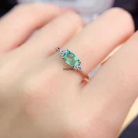 jewelry 925 silver thin ring for daily wear 46mm natural emerald ring sterling silver gemstone ring