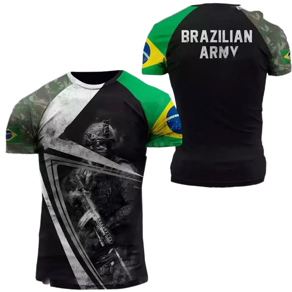 

Футболка мужская оверсайз с 3D-принтом, рубашка в стиле ретро, с коротким рукавом и круглым вырезом, с флагом в бразильском стиле, летняя