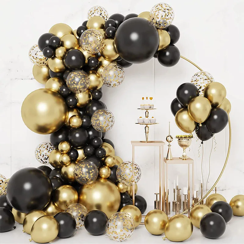 

Chrome Gold Black Balloons Garland Arch Kit Happy Birthday Party Decorations Adult Kids 1 2 3 5 10 15 25 30 35 40 50 60 Year Old