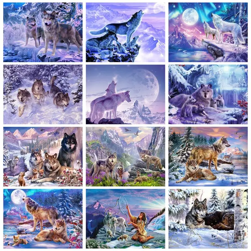 

CHENISTORY 40x50cm Painting By Numbers Wolves For Adults Handmade On Canvas Artwork Diy Set Personalized Gift Coloring By Number