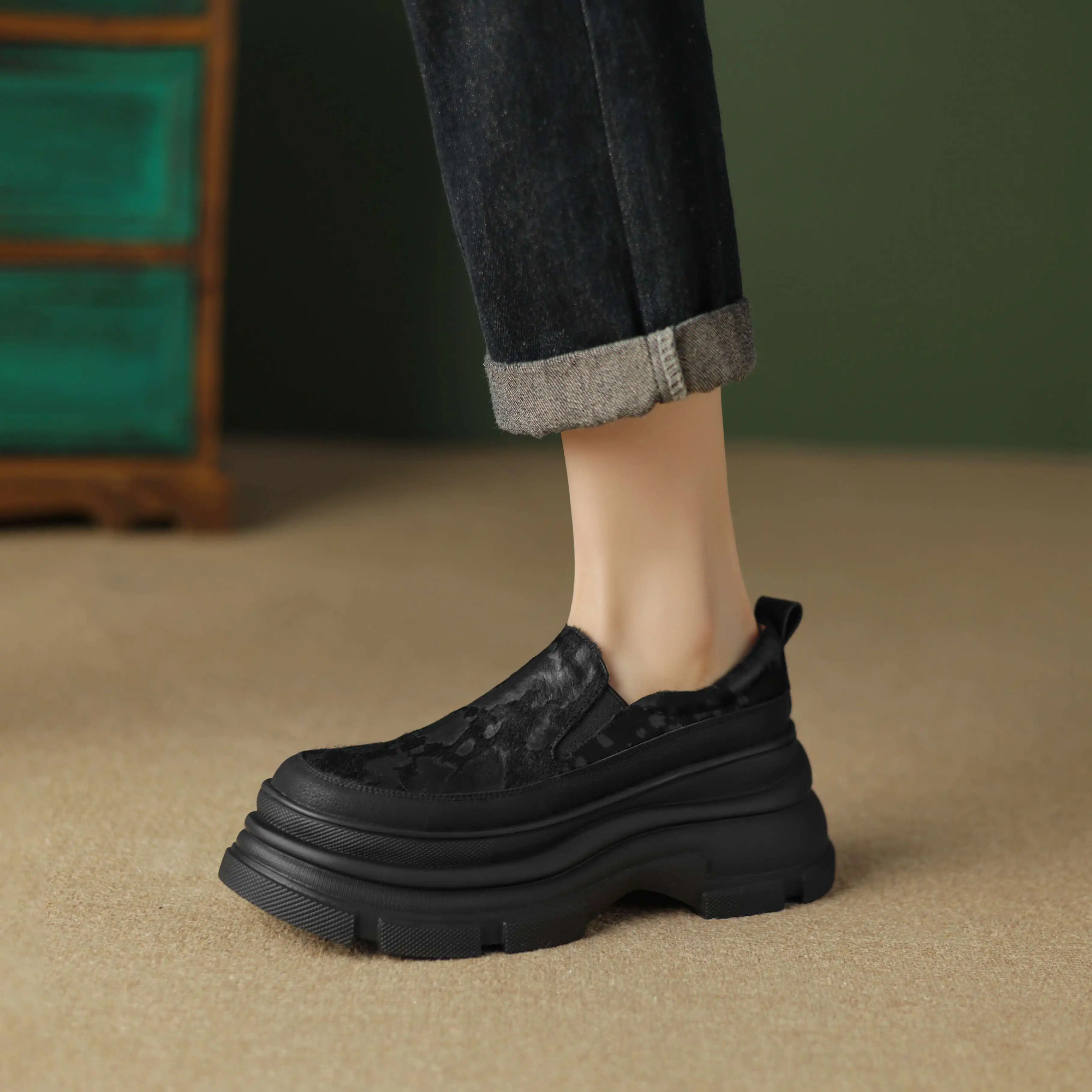 Туфли Lanxuryee женские на платформе Вулканизированная подошва круглый носок