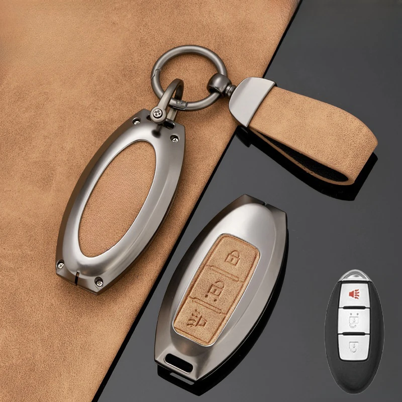 Кожаный чехол для ключей из цинкового сплава Nissan Titan Rogue Qashqai Leaf Cube Quest March Micra K13 Juke