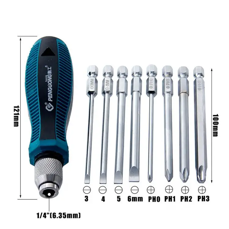 

9Pcs/Set Precision Screwdriver Set for 1/4in/6.35mm Phillips/Slotted Bits with Weak Magnetic Multitool Home Appliances