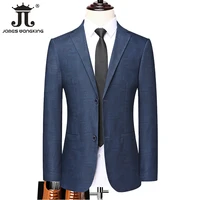 2022 new high end brand boutique fashion plaid mens casual business suit jacket skimpy male groom wedding dress blazer coat