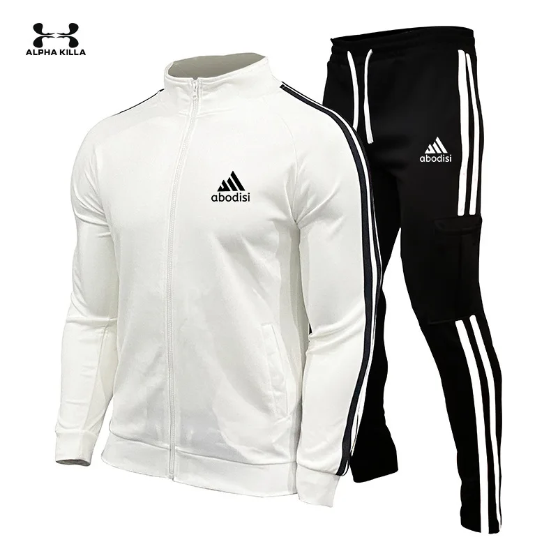 

Высококачественный мужской спортивный костюм, куртка на молнии, штаны на шнуровке, спортивная куртка для бега, модная одежда для осени и зимы