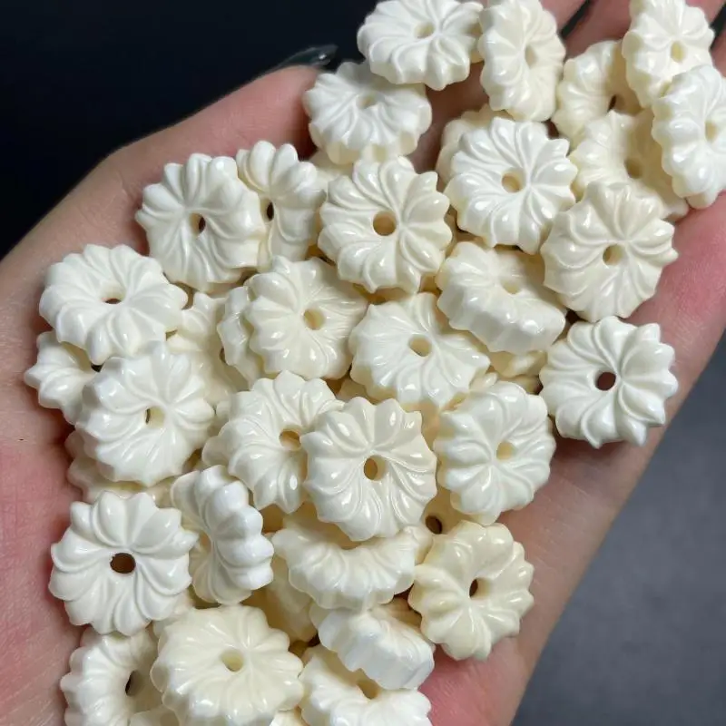 

14.3*14.5*4.5mm Mammoth Ivory Flower Beads For Jewelry Making Diy Bracelet Necklace Charms Mammoth Tooth Lotus Bead Accessories