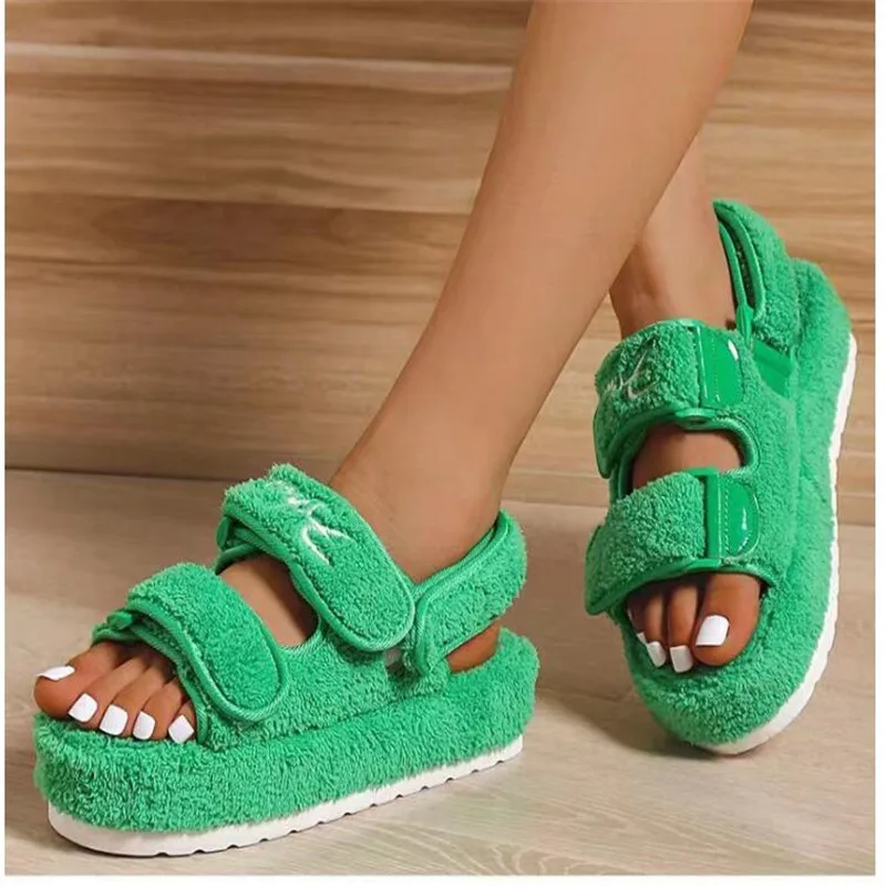 

Босоножки женские плюшевые на платформе, в стиле ретро