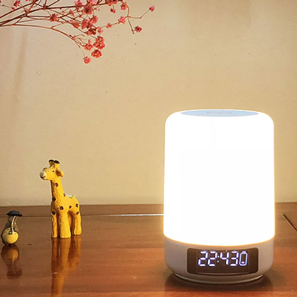 

Night Light Rechargeable Lamp Alarm Clock Speaker Bedroom Lighting