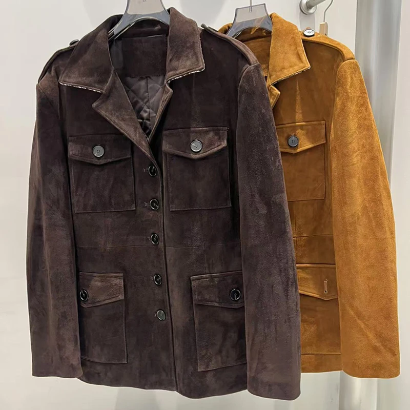 Роскошная высококачественная детская замшевая кожаная куртка для женщин зимнее