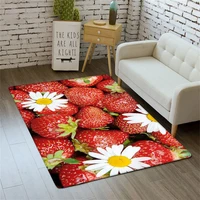 fresh strawberry carpet for living room daisy anti skid polyester sofa tea table floor mat large area wear resistant foot mat