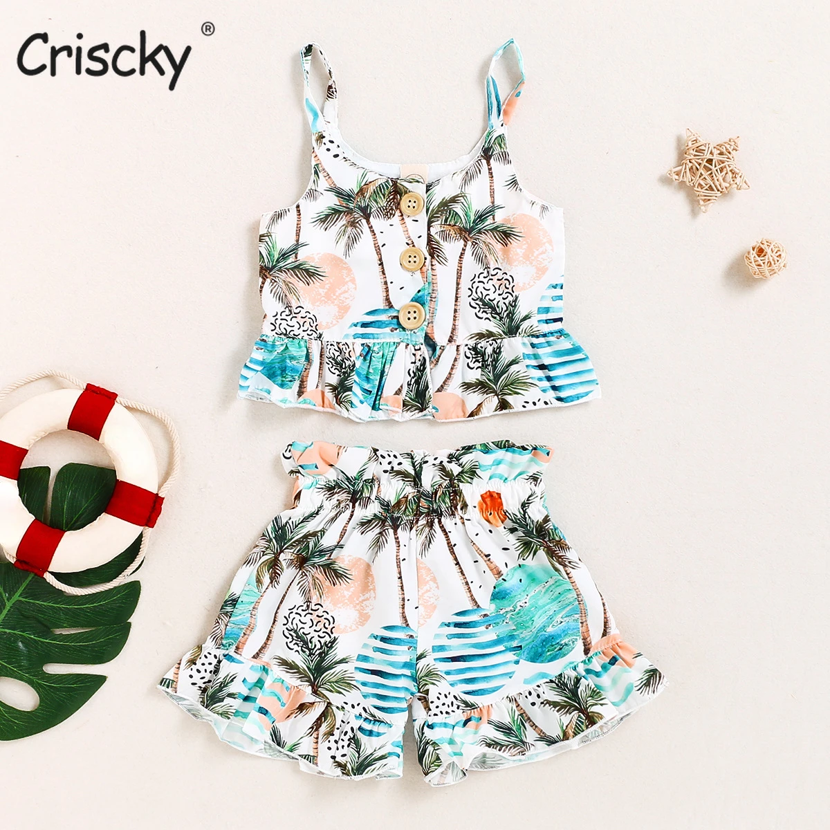 

Criscky 2022 Summer Baby Giels Sets Bohemia Style Soft Cotton Baby Tops Tee and Shorts Baby Clothing Newborn Baby Clothing Sets