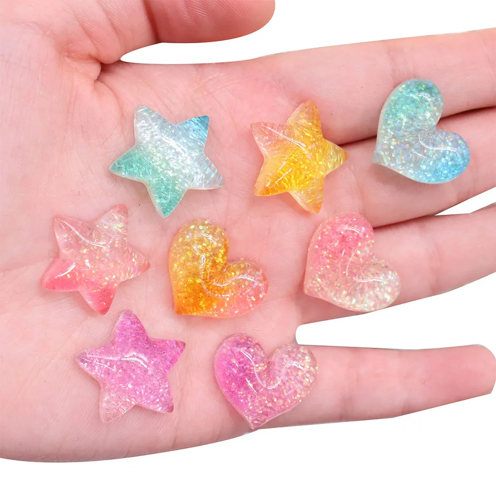 

50Pcs Wholesale Resin Multicolor Heart Shoe Charms Star Sandals Shoes Accessories Decorations Fit Children Croc JIBZ