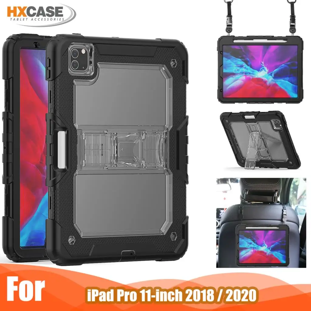 

Soft silicone tablet case for ipad pro 11 2020 case shockproof cover with detachable shoulder strap for ipad pro 11 case
