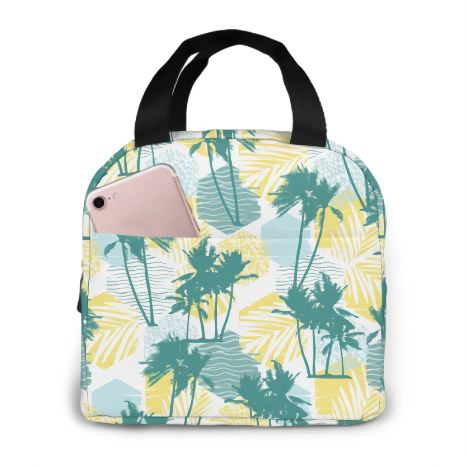 

Tropical Palms And Geometric Insulated Lunch Bag lunch box containers for Women Men Shopping Office，School，Picnic