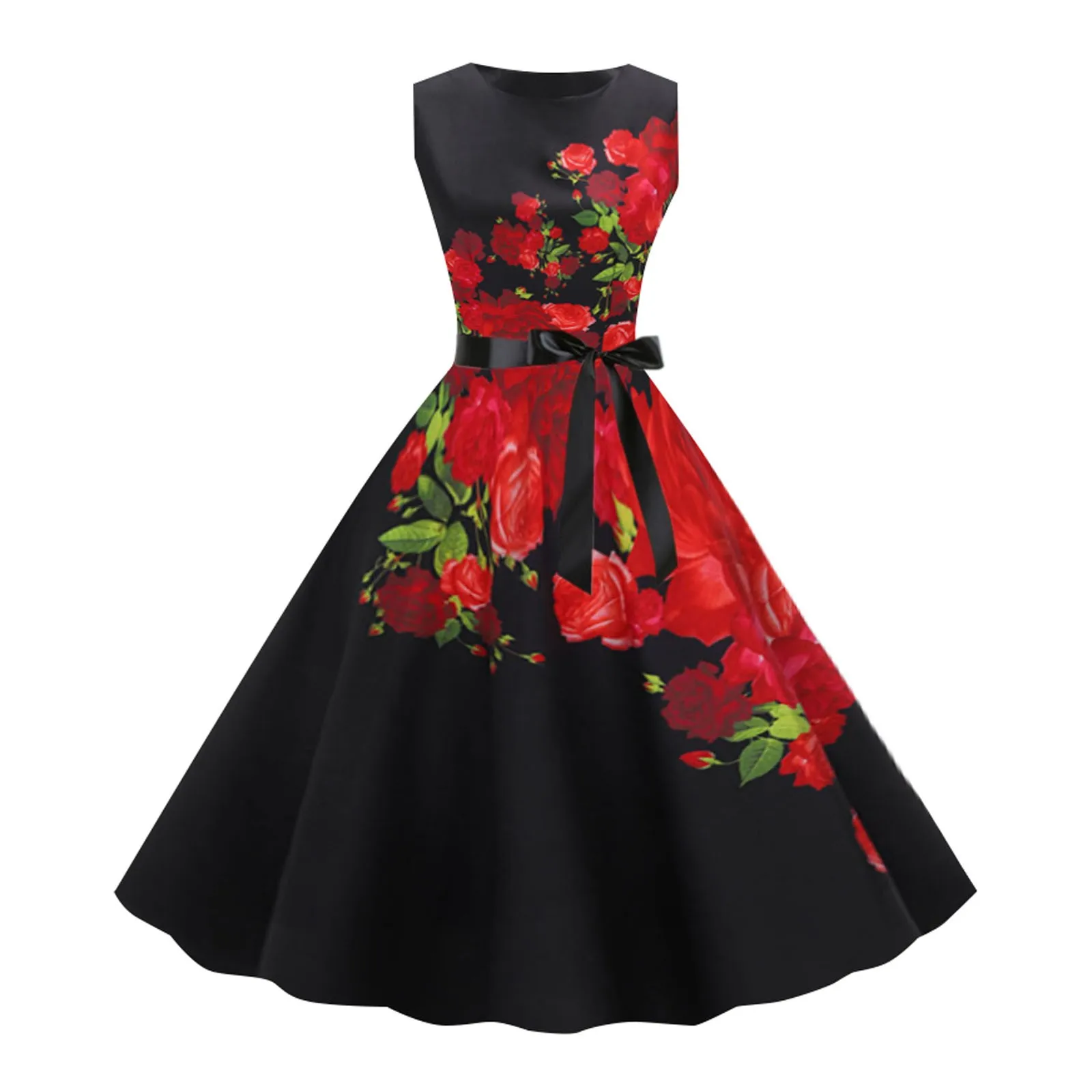

Summer Women Dresses Casual Floral Print Retro Vintage 50s 60s Sundress Rockabilly Swing Pinup Party Dress Vestidos
