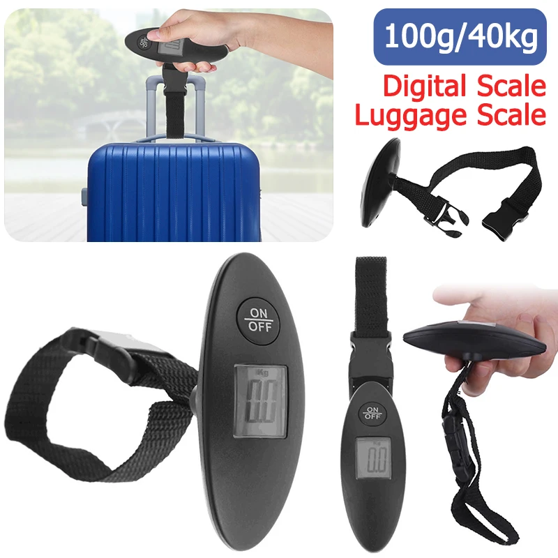 

100g/40kg LCD Digital Electronic Luggage Scale Portable Suitcase Scale Handled Travel Bag Weighting Fish Hook Hanging Scale