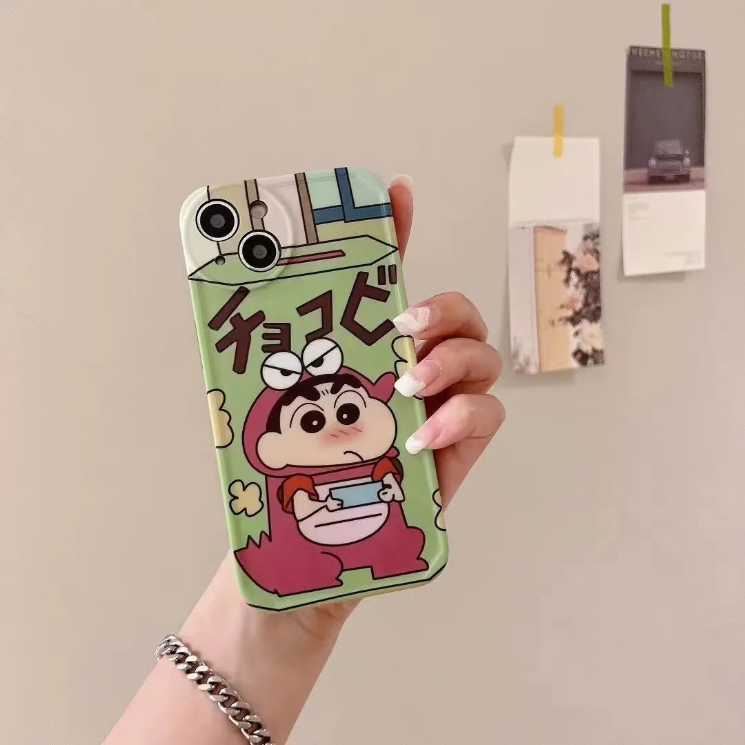 

14Promax Japan Cartoon Dino Shin IMD Phone Case For iPhone13 11 12 Xsmax Xs XR Misty Soft TPU Cover Skinny Shell Protection