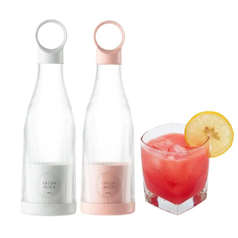 

450ML Portable Juice Cup Electric Mini Fruit Mixers Food Milkshake Squeeze Bottle Juicer Maker Home Kitchen Bar Accessories
