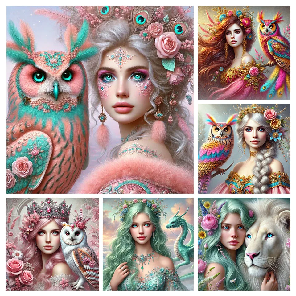 Новая коллекция Алмазная вышивка Цвет Сова и женщина Мозаика Diy картина