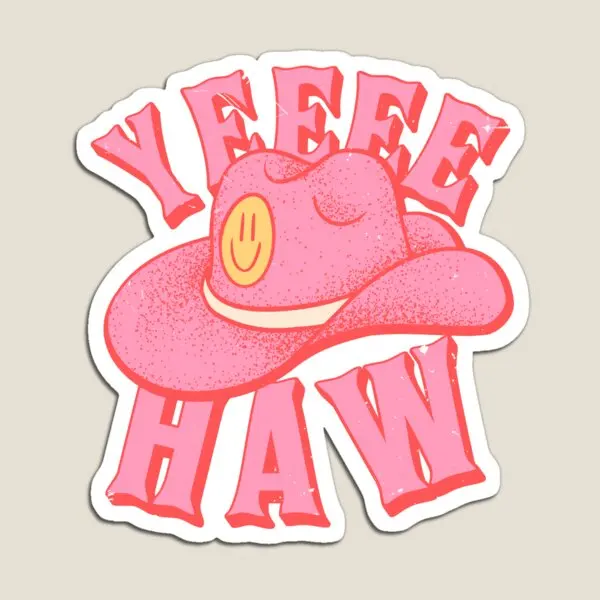 Yeehaw розовый ковбойский Родео шляпа P магнитные красочные смешные наклейки