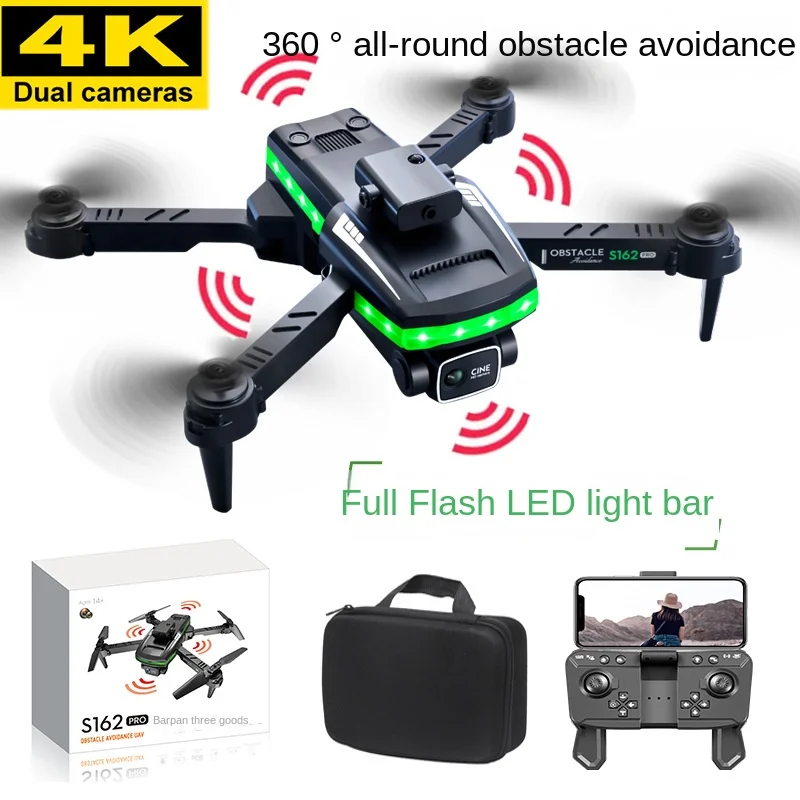 S16 4K GPS Drone With Camera Brushless Motor FPV Quadcopter RC Helicopter Dual Camera Drone Upgraded full flash LED green strip