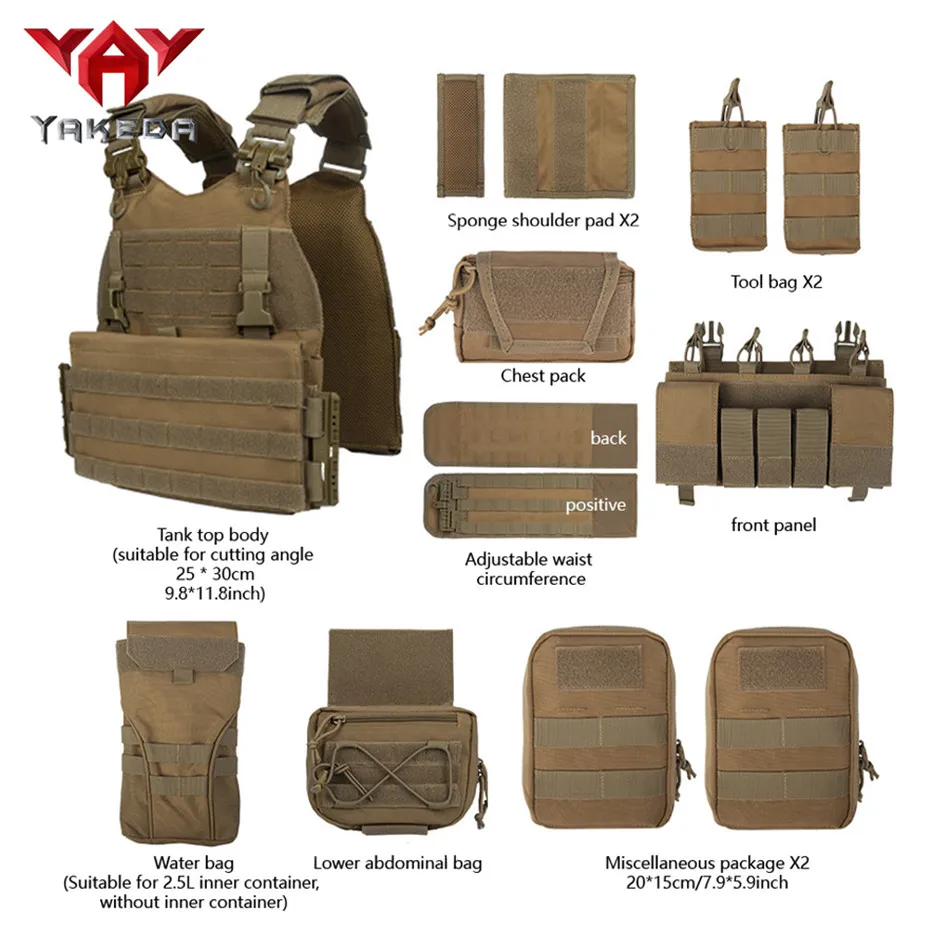 YAKEDA Тактический жилет Plate Carrier 1000D нейлоновый быстросъемный лазерный режущий модульный легкий охотничий жилет CS (art.: 3920cd705a8b0) - 3920cd705a8b0