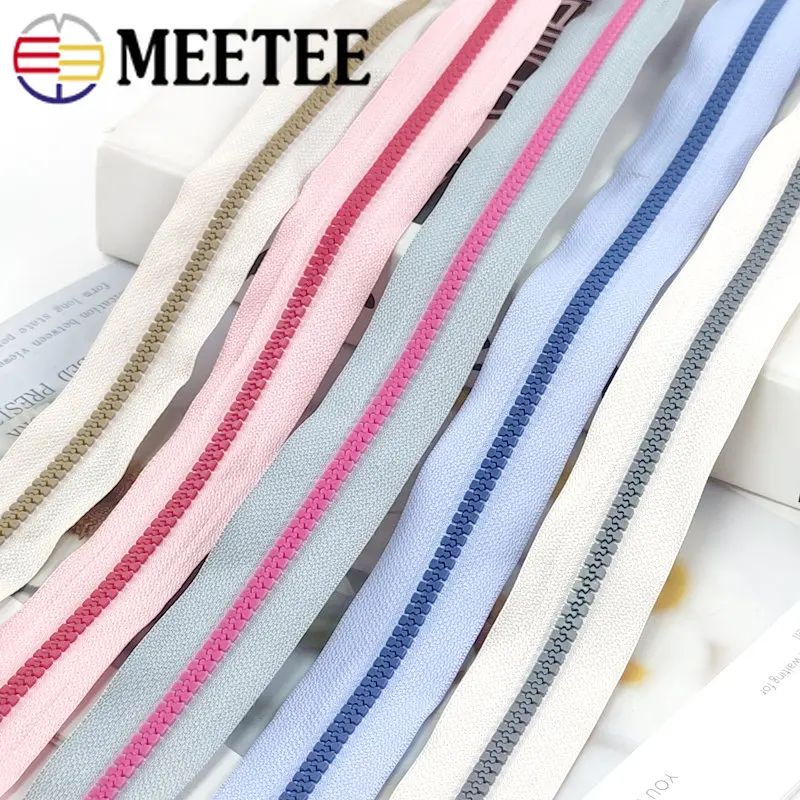 

5/10Yards Meetee 5# Rainbow Resin Zippers Tape for Bag Clothes Backpack Decorative Zips DIY Sewing Closures Repair Accessories