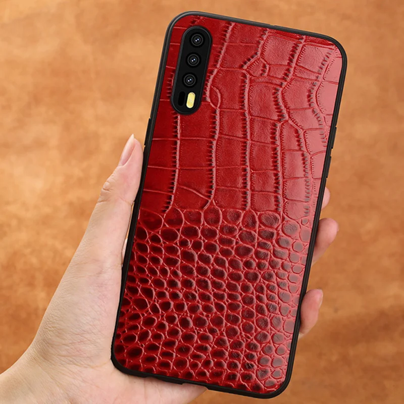 Luxury Phone Case For Huawei Mate 20 Pro 10 9 P20 Lite P10 Nova 3 3i Crocodile Texture Original Cowhide  Honor 8X Max Cover