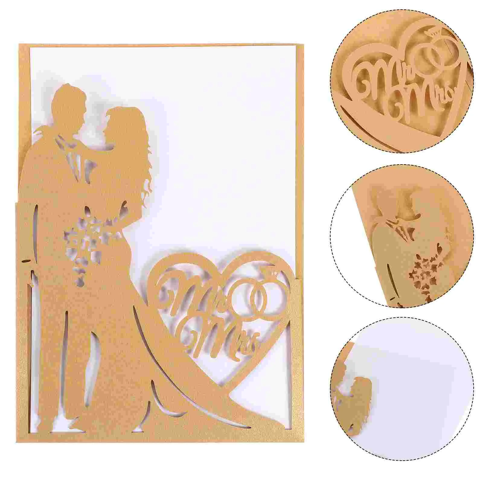 

10 Pcs Wedding Cards Greeting Hollow Invitation Double Sided 18X13CM Out Invitations Golden Paper Decoration Dinner Party